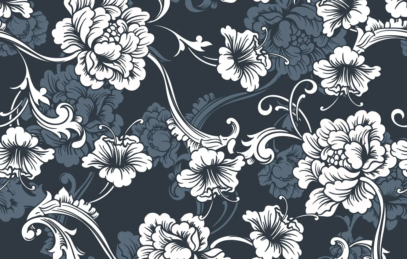 Photo wallpaper flowers, blue, background, texture