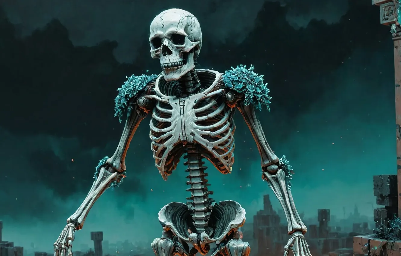 Photo wallpaper the sky, moss, skeleton