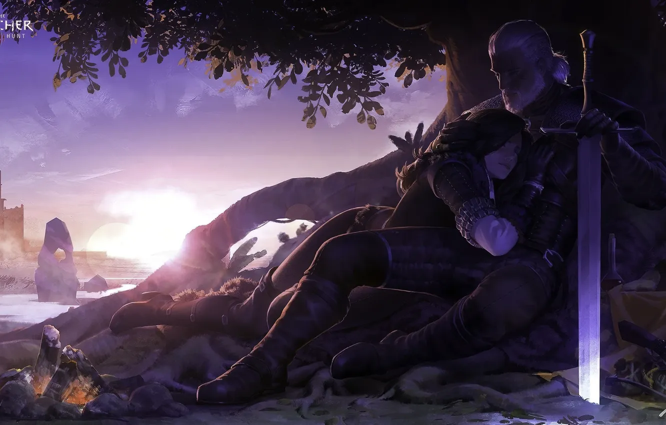 Photo wallpaper sword, The Witcher, lovers, witch, The Witcher 3 Wild Hunt, Geralt of Rivia, Yennefer of …