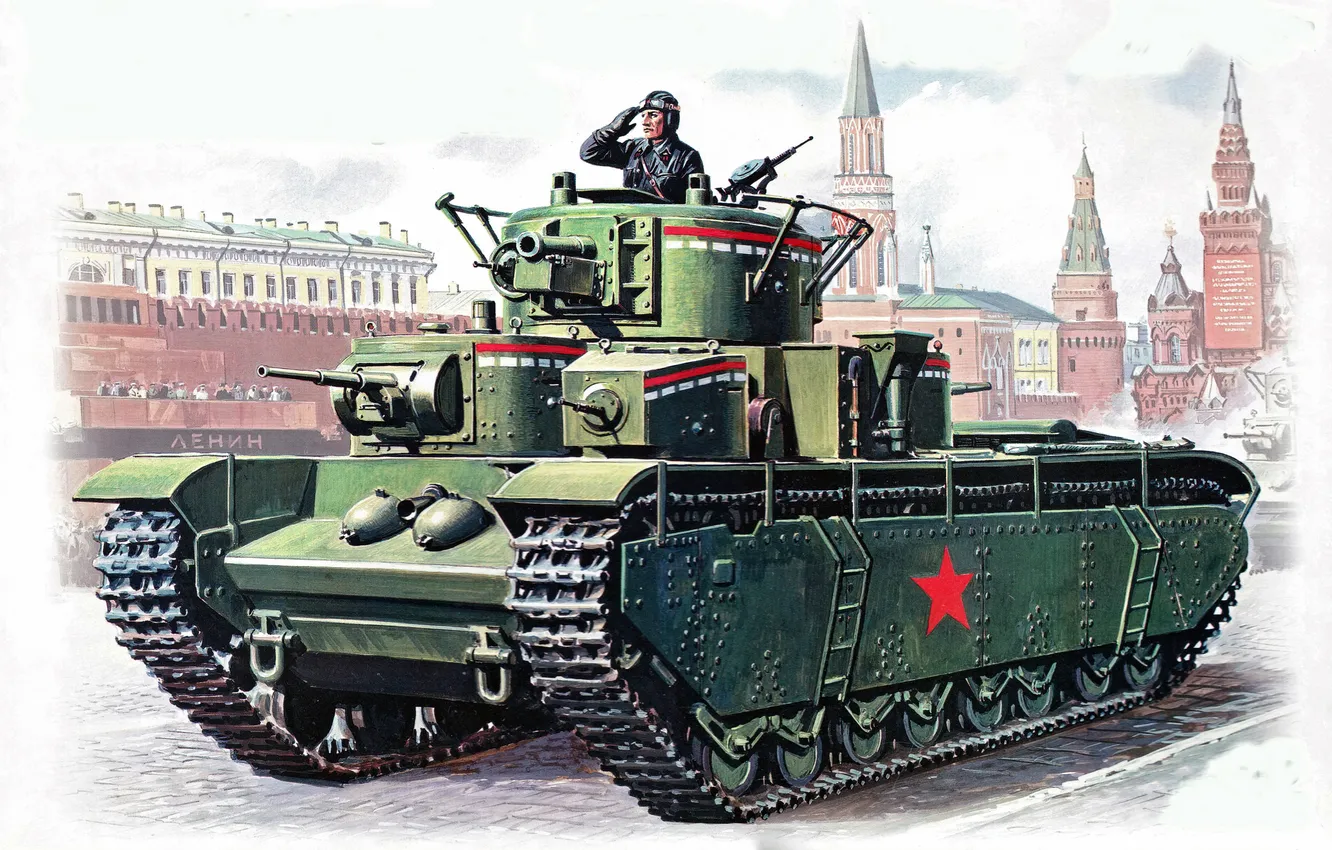 Photo wallpaper parade, weapons, tank, T-35, soviet