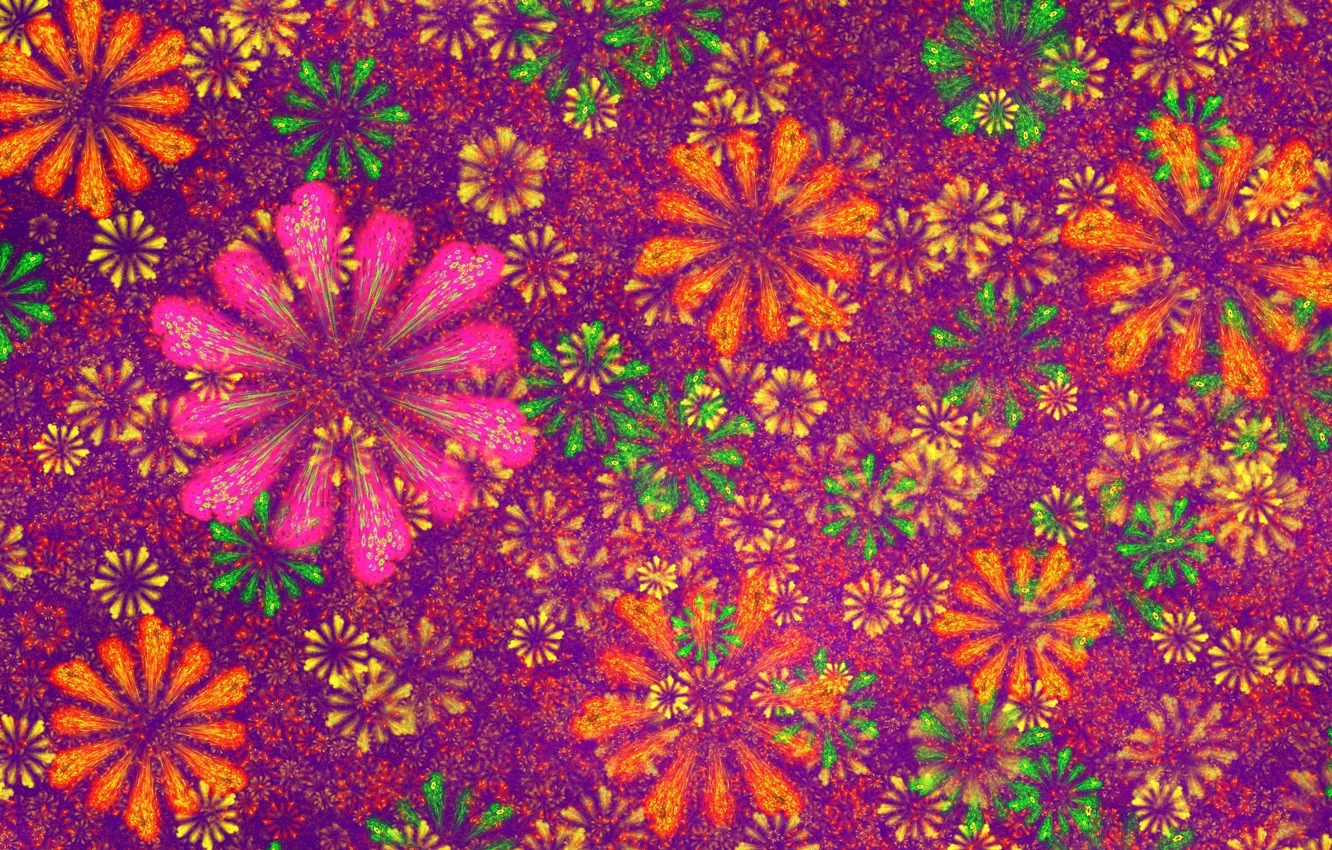 Photo wallpaper flowers, red, abstraction, background, graphics, salute, petals, fractal