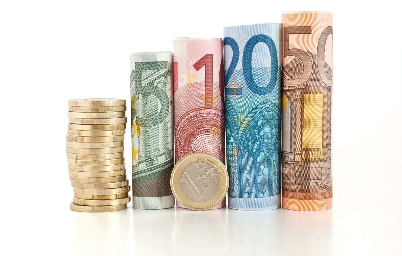 Photo wallpaper money, coins, bill, coin, Euro banknote