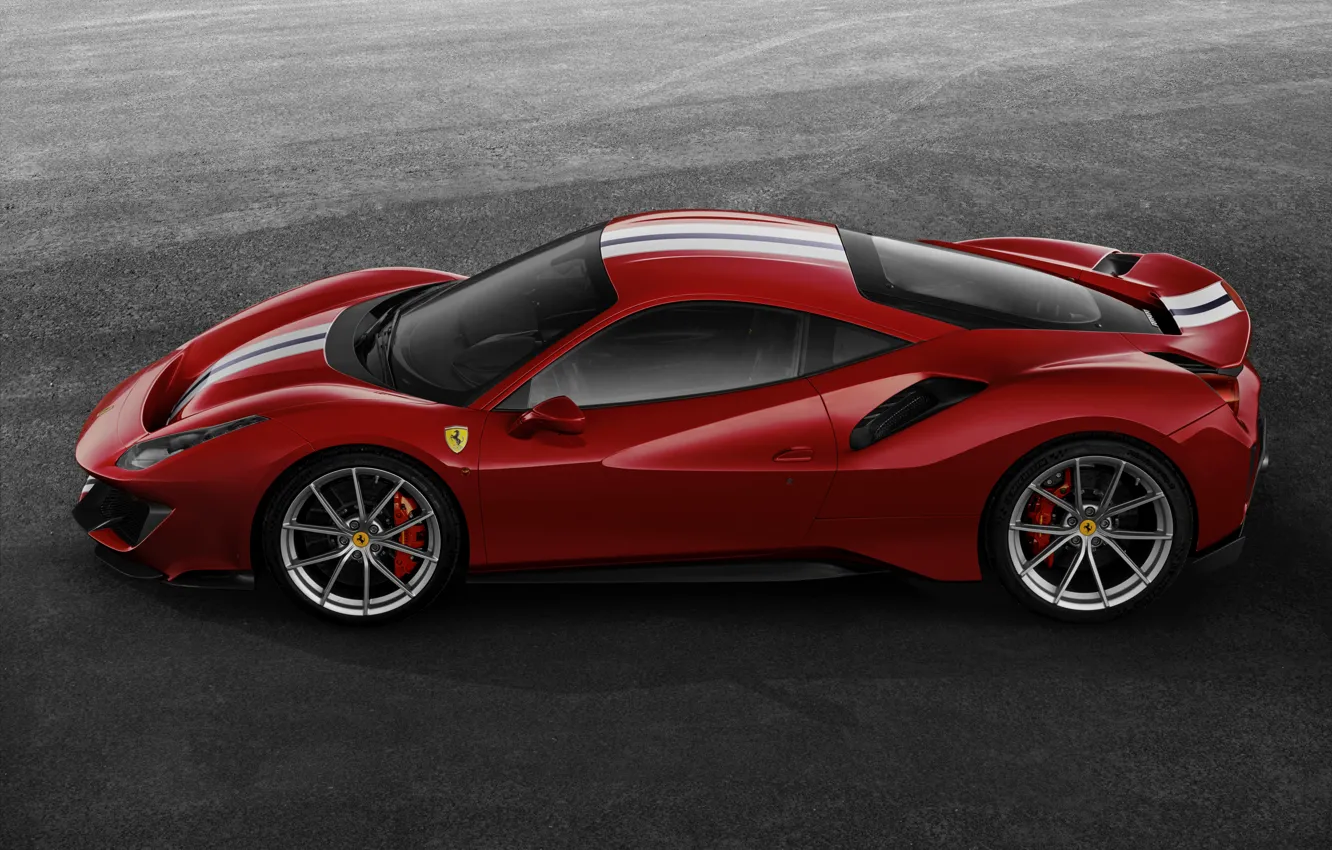 Photo wallpaper grey, background, silhouette, Ferrari, 2019, V8 twin turbo, 488 Pista