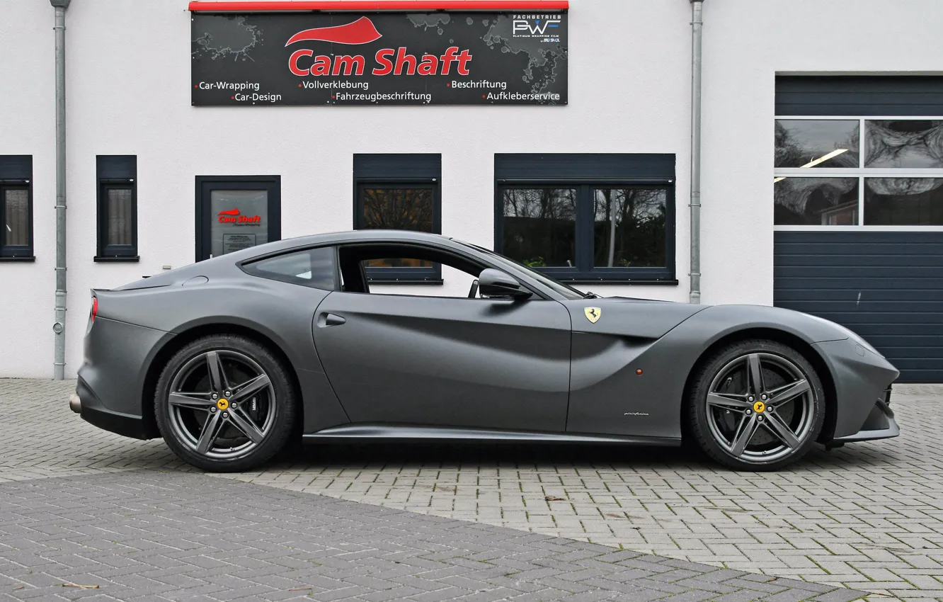 Photo wallpaper Ferrari, silver, side view, cam shaft, the ferrari f12 berlinetta