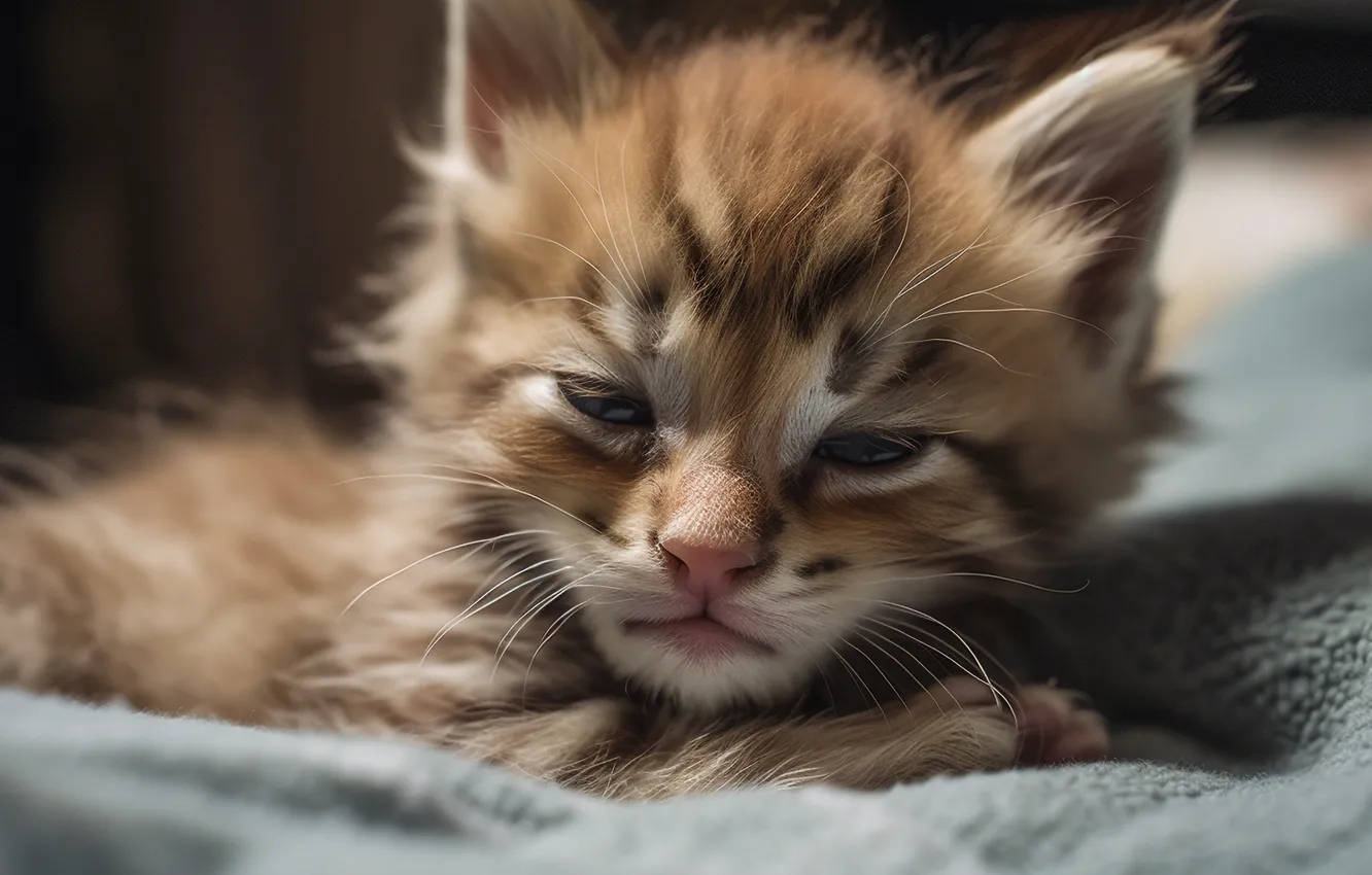 Photo wallpaper cat, cat, look, stay, portrait, baby, art, bed