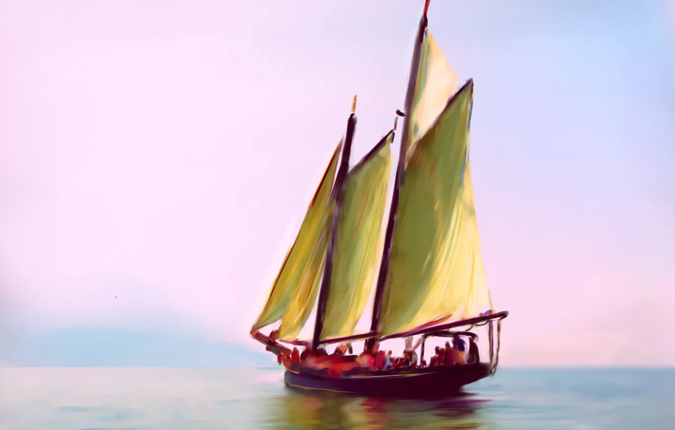 Photo wallpaper sea, the sky, landscape, boat, figure, picture, yacht, sail