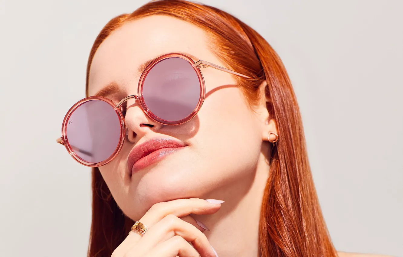 Photo wallpaper actress, glasses, red, Madelaine Petsch