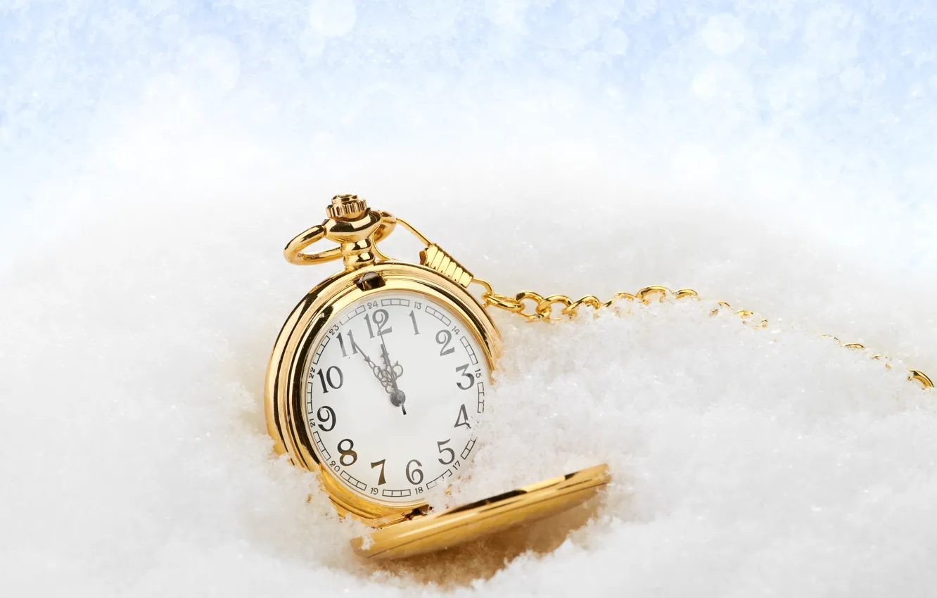 Photo wallpaper new year, Christmas, winter, snow, time, clock