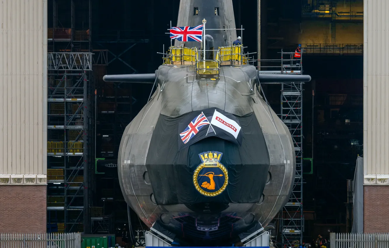 Photo wallpaper the descent, submarine, on the water, HMS Agamemnon