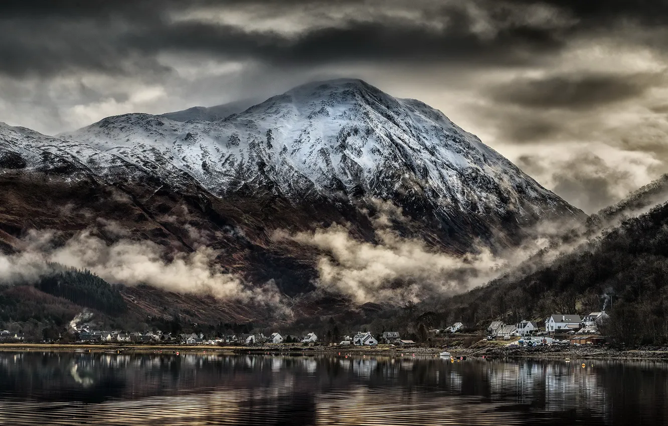 Photo wallpaper Scotland, Reflections, Village of Glencoe