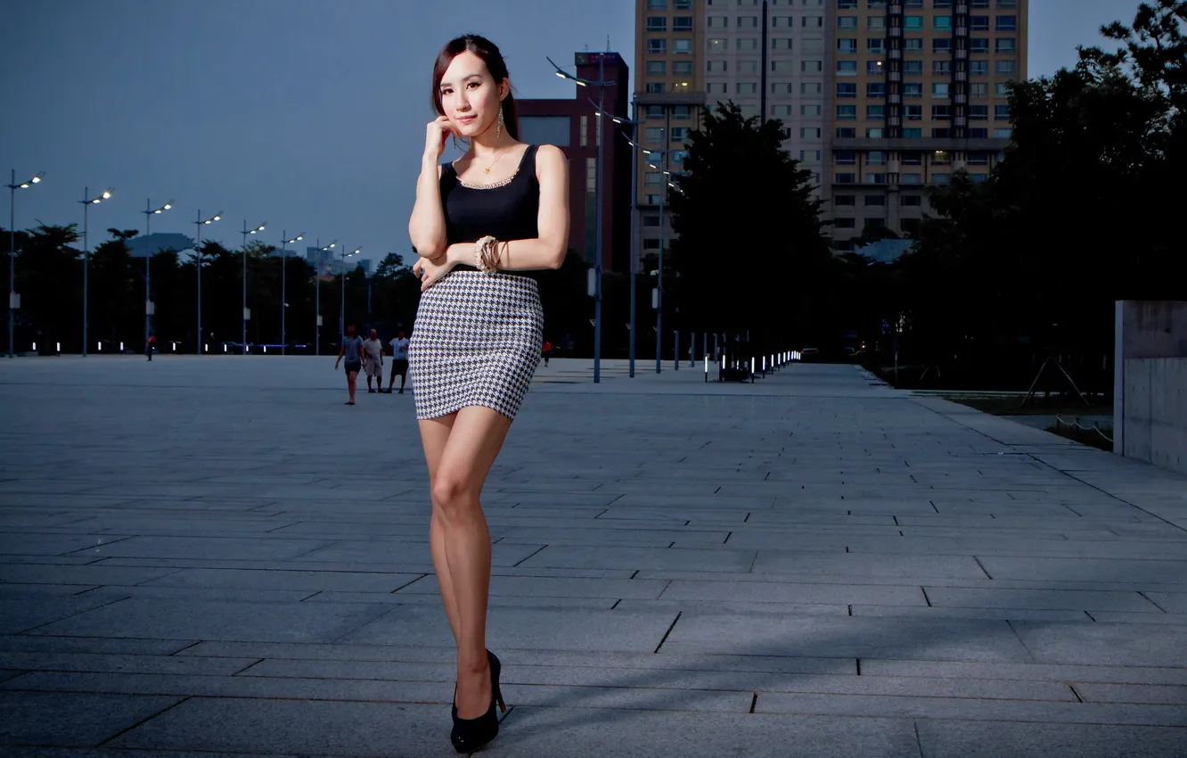 Photo wallpaper girl, the city, Asian