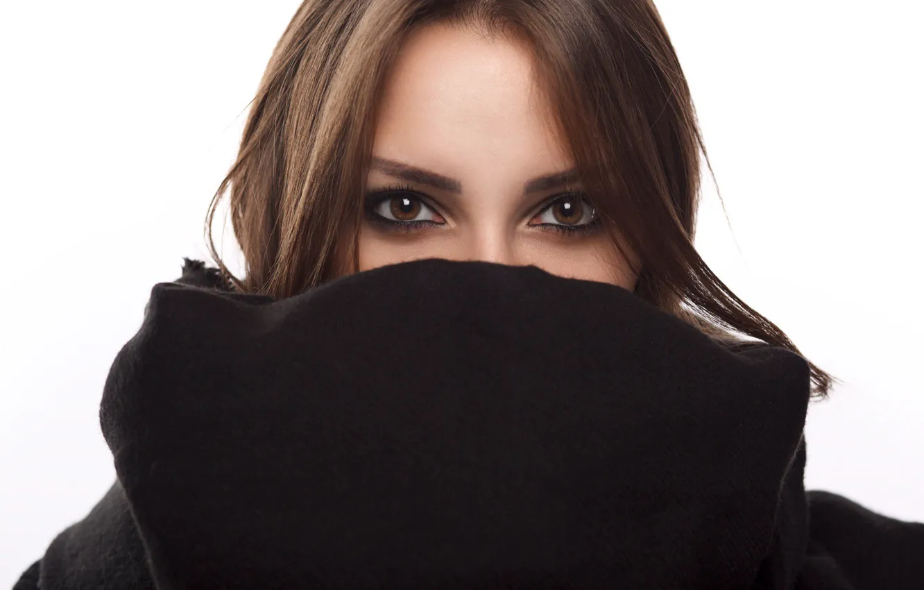 Photo wallpaper look, girl, macro, eyelashes, background, model, clothing, portrait