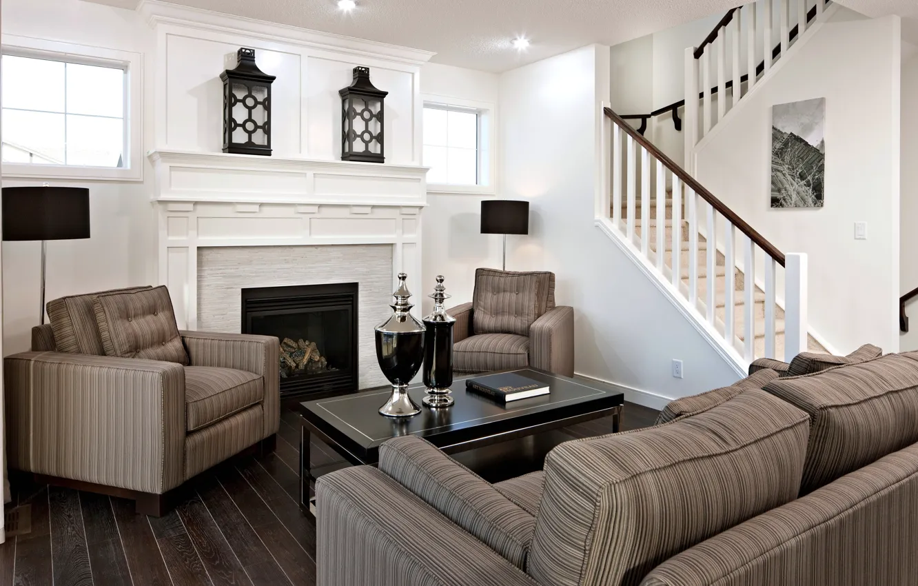 Photo wallpaper room, interior, fireplace, living room, the art Deco style