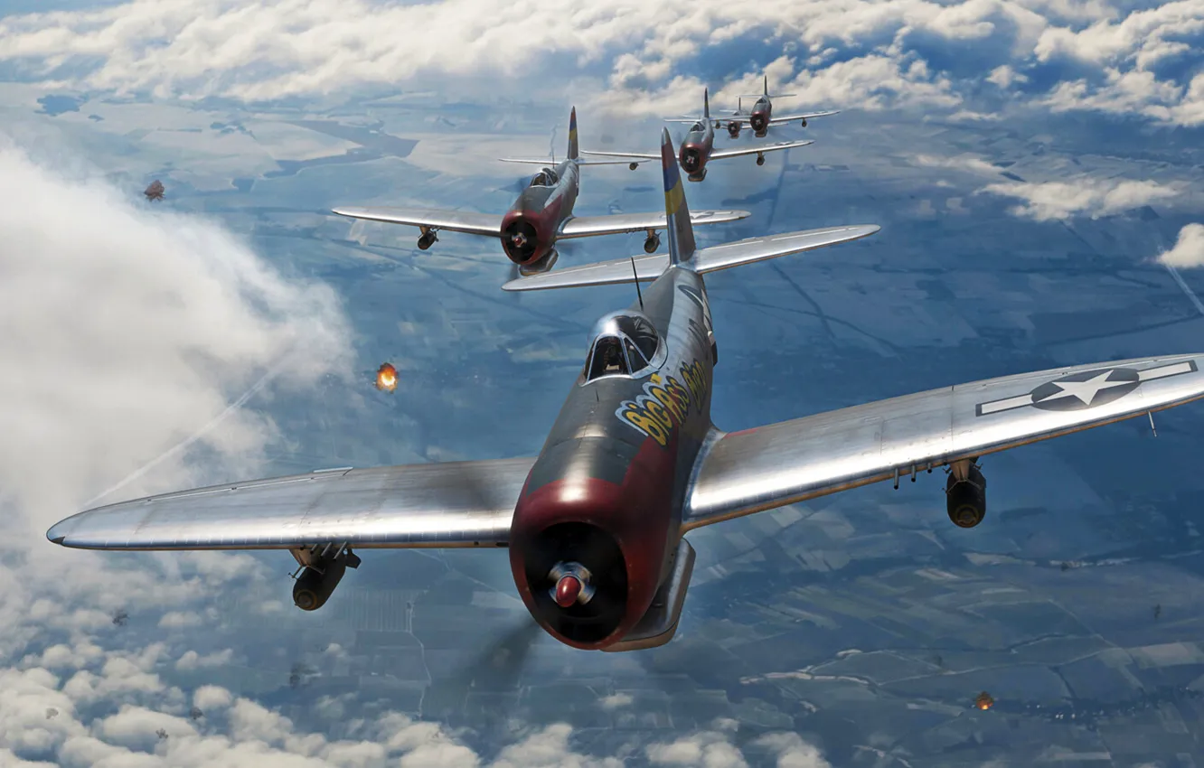Photo wallpaper USAF, Fighter-bomber, P-47 Thunderbolt, P-47D, 406th FG