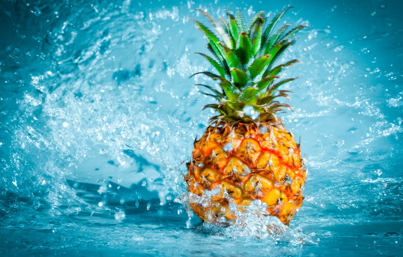 Photo wallpaper water, fruit, pineapple
