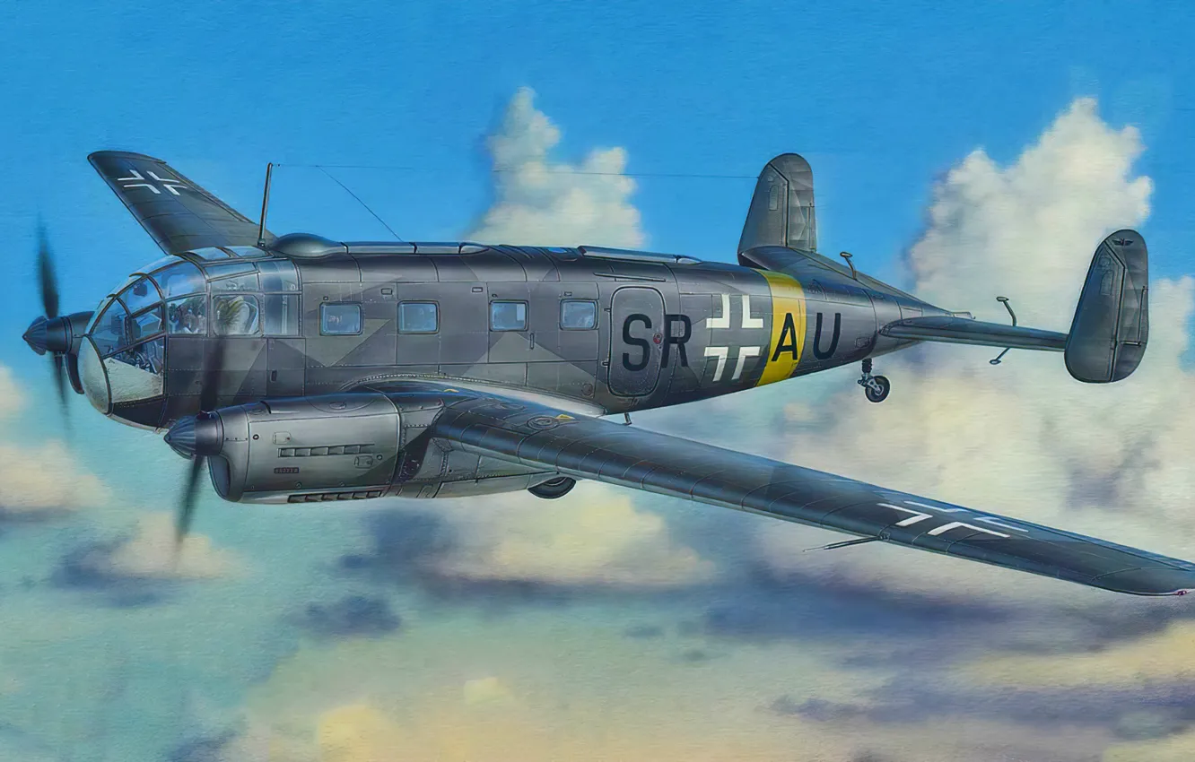 Photo wallpaper art, airplane, aviation, Siebel Si 204