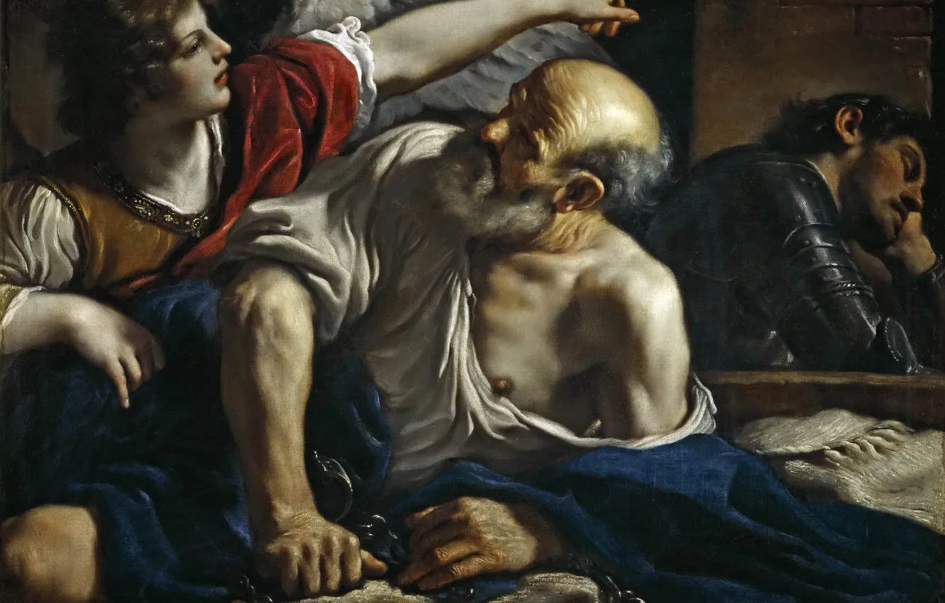 Photo wallpaper picture, religion, mythology, Guercino, Giovanni Francesco Barbieri, Saint Peter Freed By The Angel