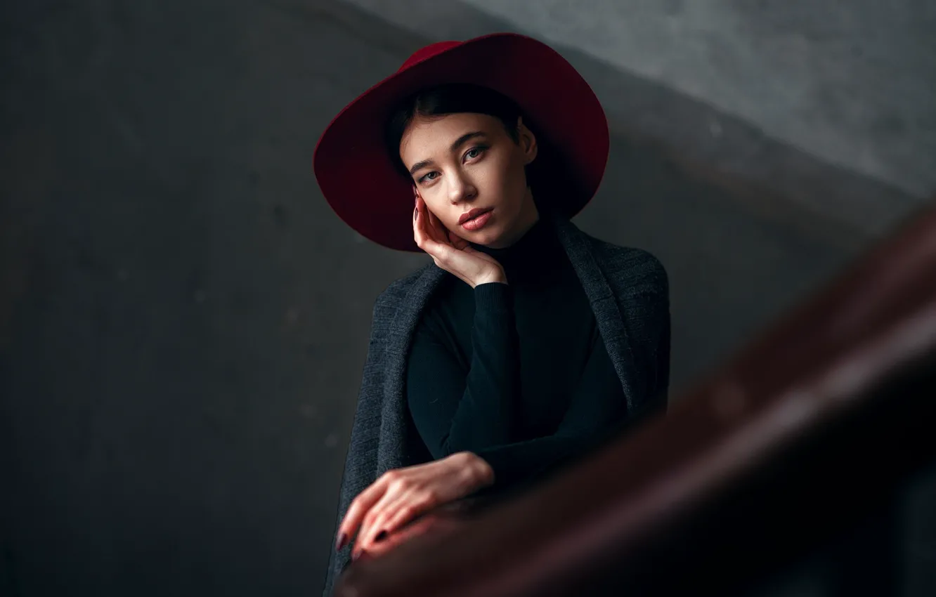 Photo wallpaper look, girl, sweetheart, model, portrait, hat, light, beautiful