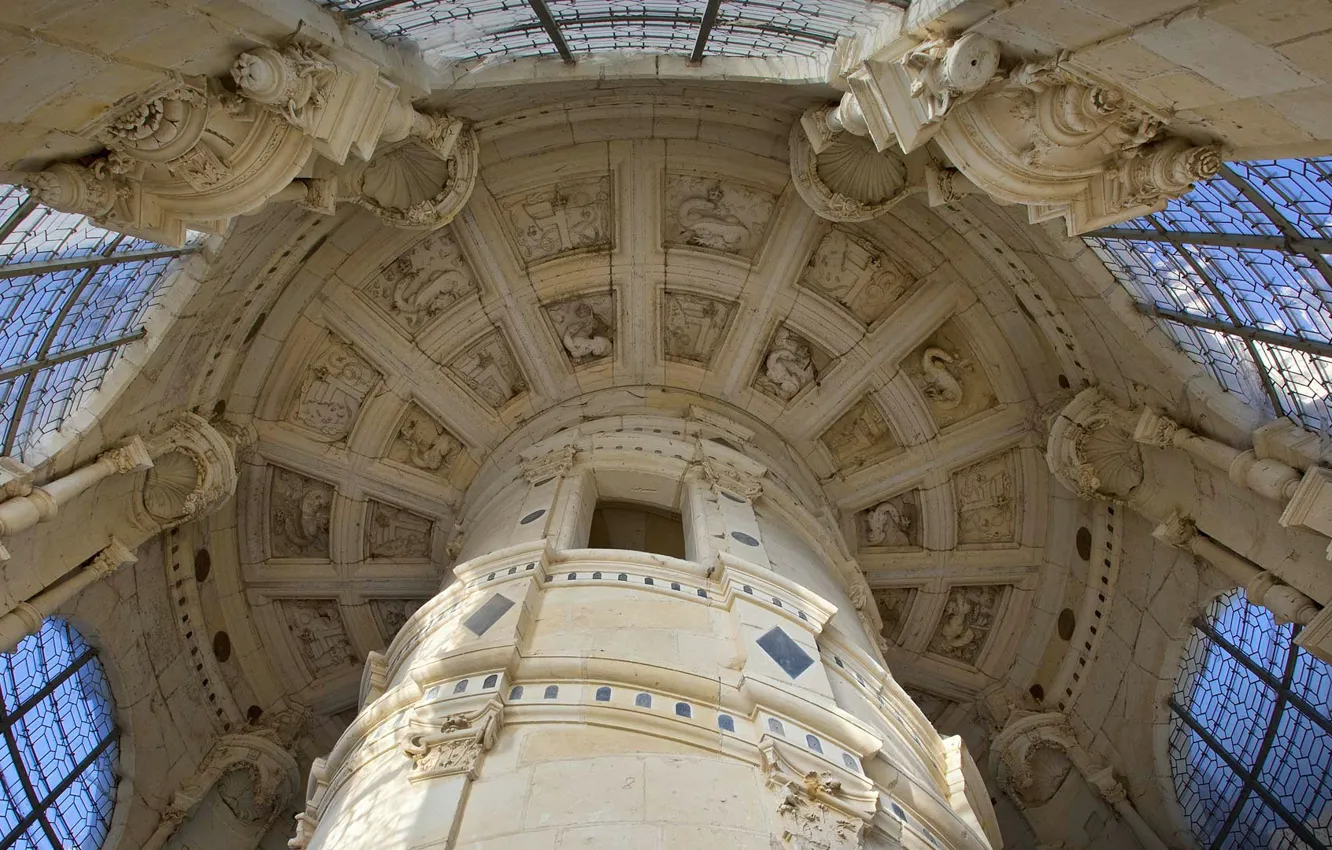 Photo wallpaper France, Chambord castle, ladder Leonardo da Vinci, Loir-et-cher