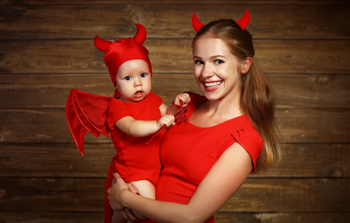 Photo wallpaper holiday, costume, girl, mom