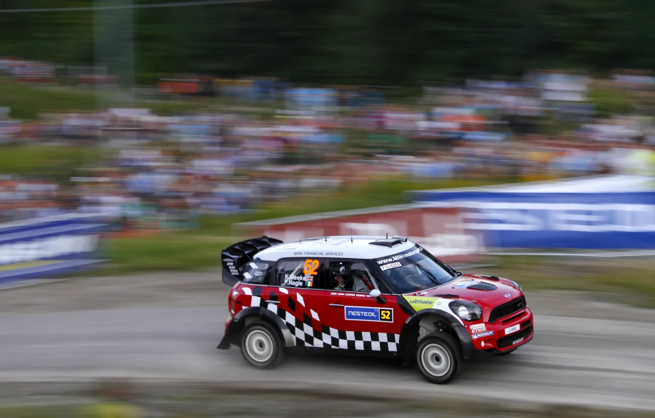 Photo wallpaper red, sport, speed, Mini, blur, Mini Cooper, WRC, Mini Cooper