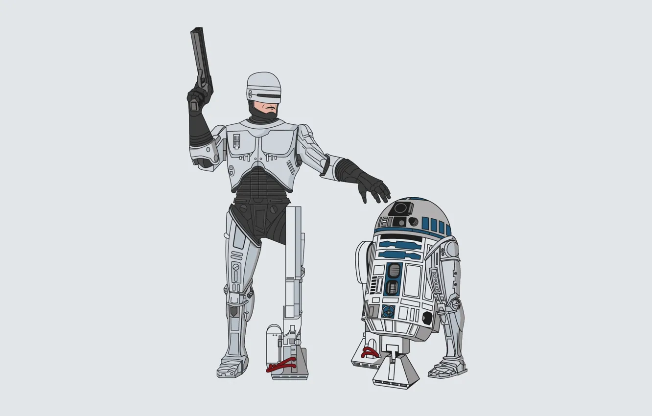 Photo wallpaper background, Star Wars, Star Wars, cyborg, and, droid, Robocop, R2-D2