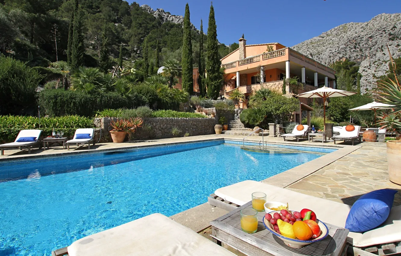 Photo wallpaper Villa, pool, architecture, Spain, terrace, Mallorca, Villa in Pollensa