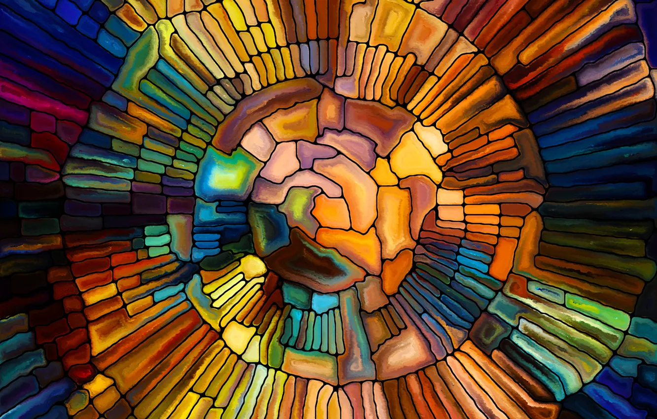 Photo wallpaper mosaic, stained glass, colorful