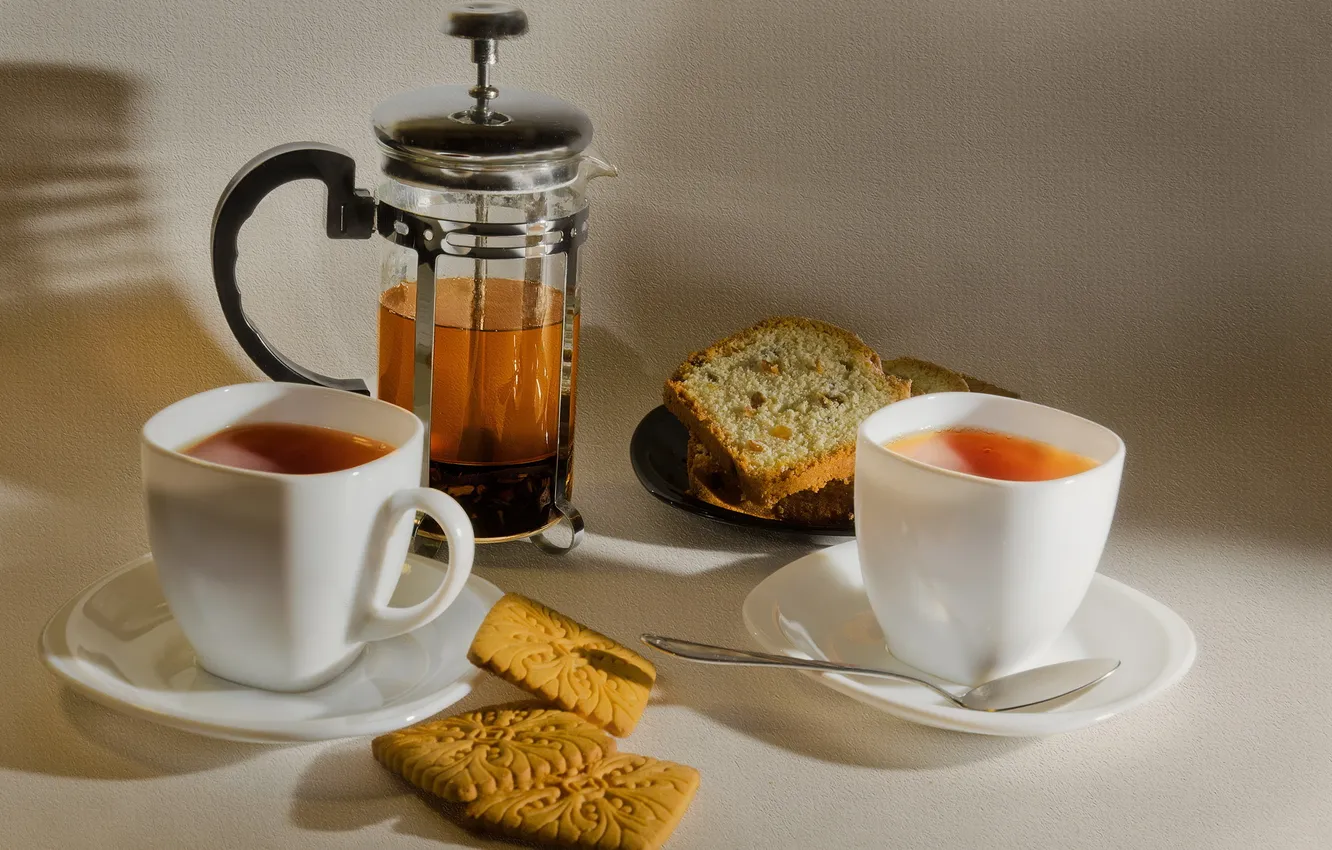 Photo wallpaper tea, food, cookies, Cup
