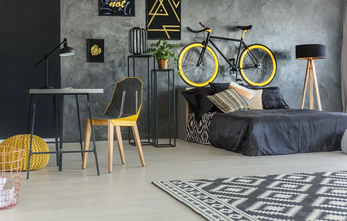 Photo wallpaper design, style, interior, bedroom, Desk, the room of the student