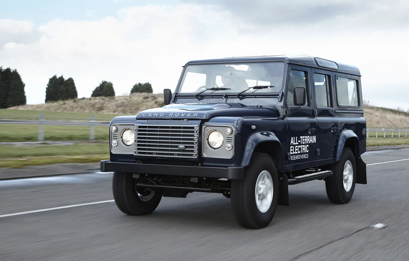 Photo wallpaper road, prototype, Land Rover, Defender, 2013, All-terrain Electric Research Vehicle