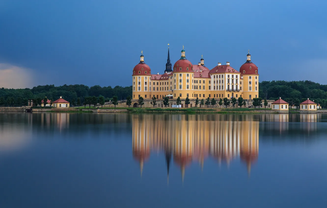 Photo wallpaper water, reflection, Germany, Germany, Moritzburg Castle, Moritzburg Castle