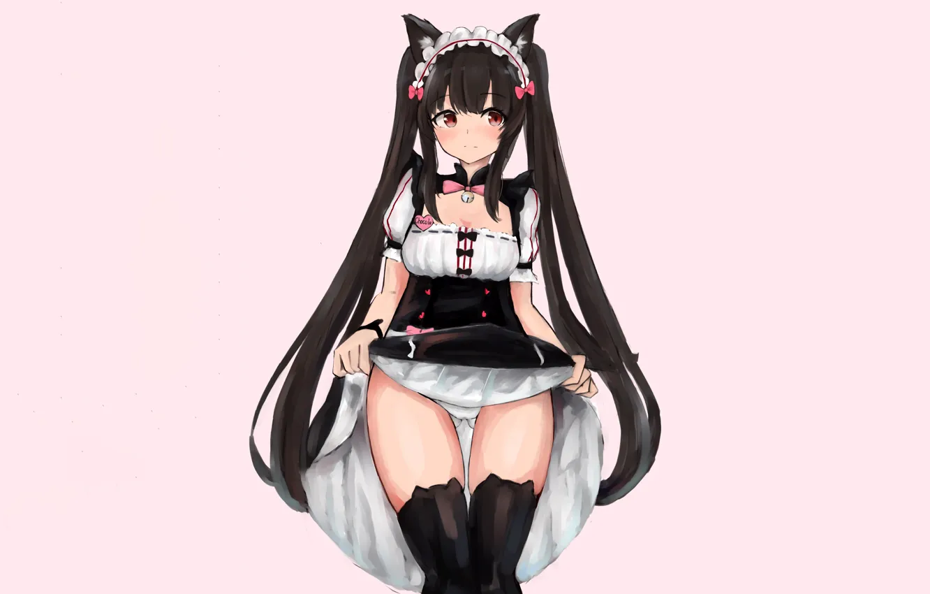 Photo wallpaper girl, sexy, lingerie, cleavage, panties, thighhighs, long hair, dress