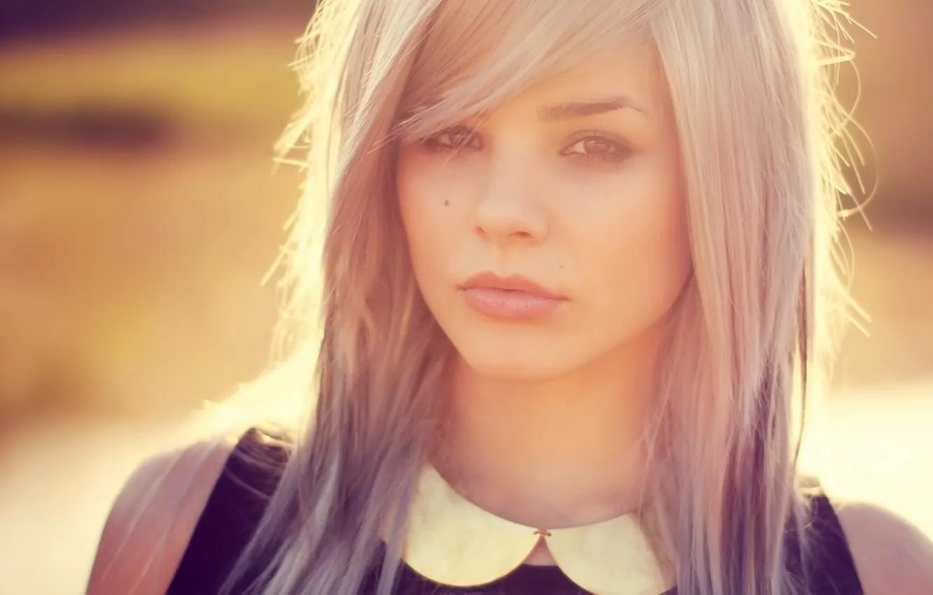 Photo wallpaper eyes, look, light, face, background, hair, brunette, Julia