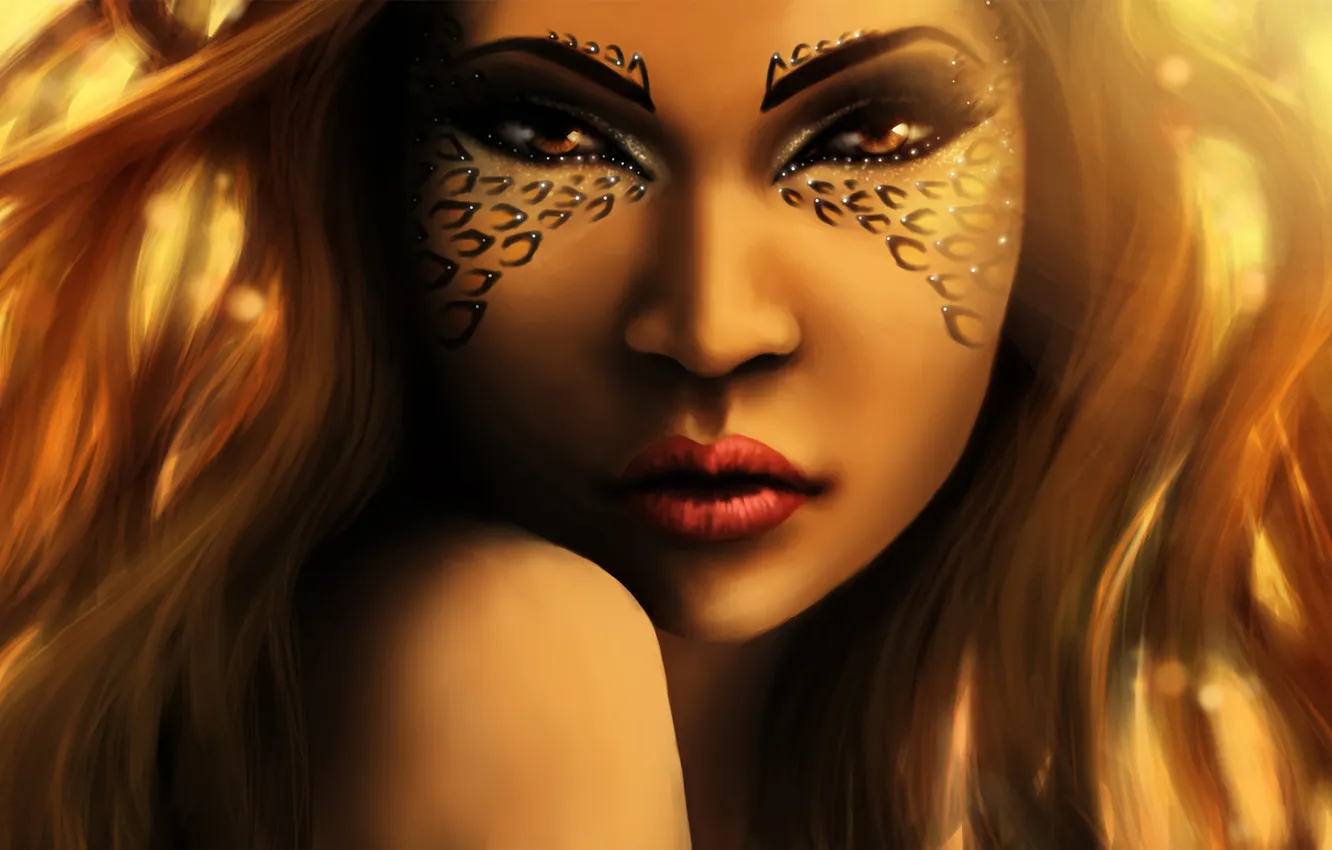 Photo wallpaper face, leopard, makeup