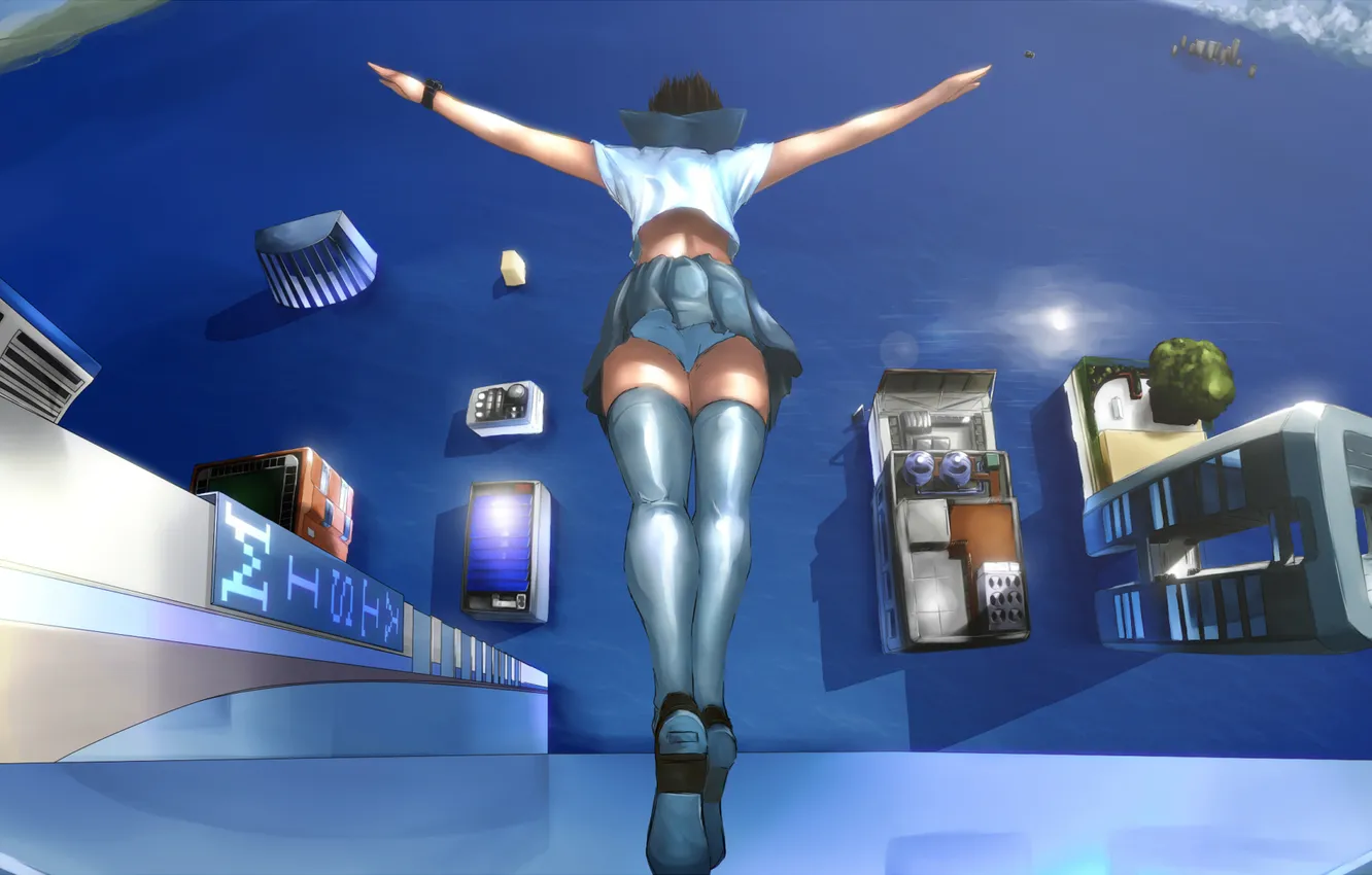 Photo wallpaper Pantsu, sailorfuku, jump