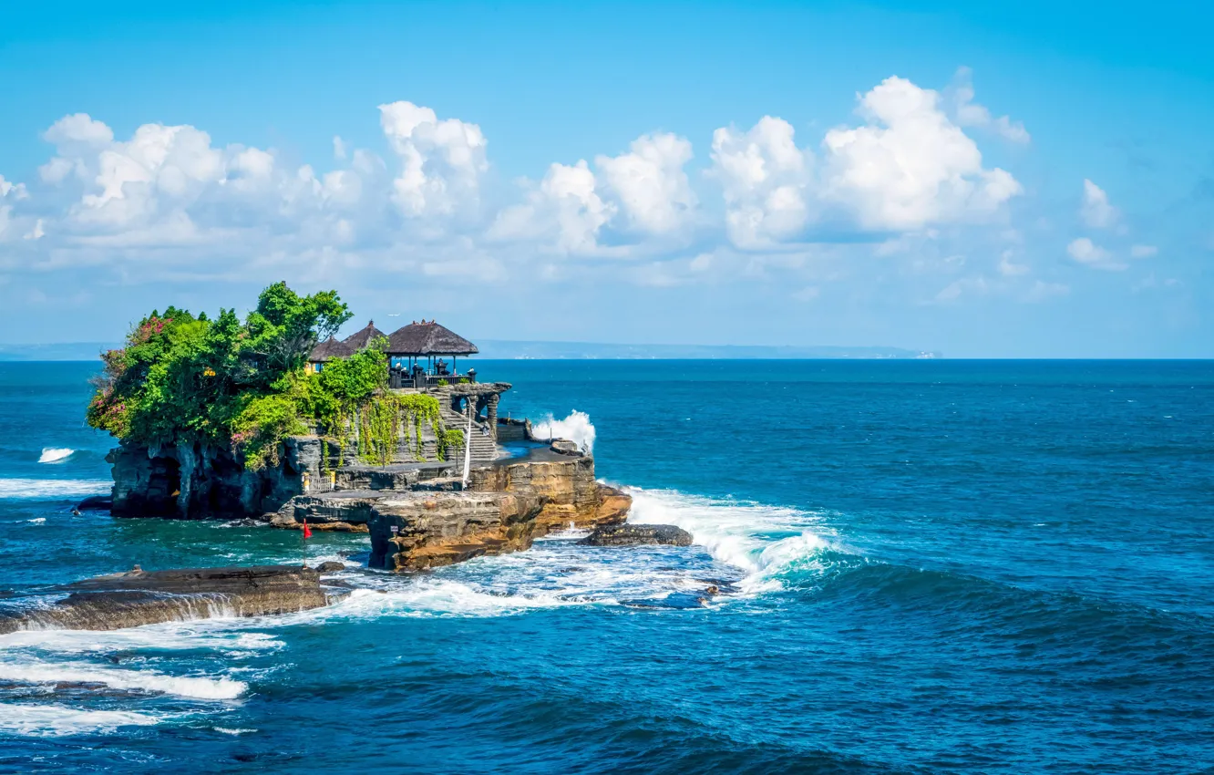 Photo wallpaper Bali, Bali, Tanah Lot, Tanah Lot, tropical tourism, tropical tourism, ocean landscape, ocean skyline