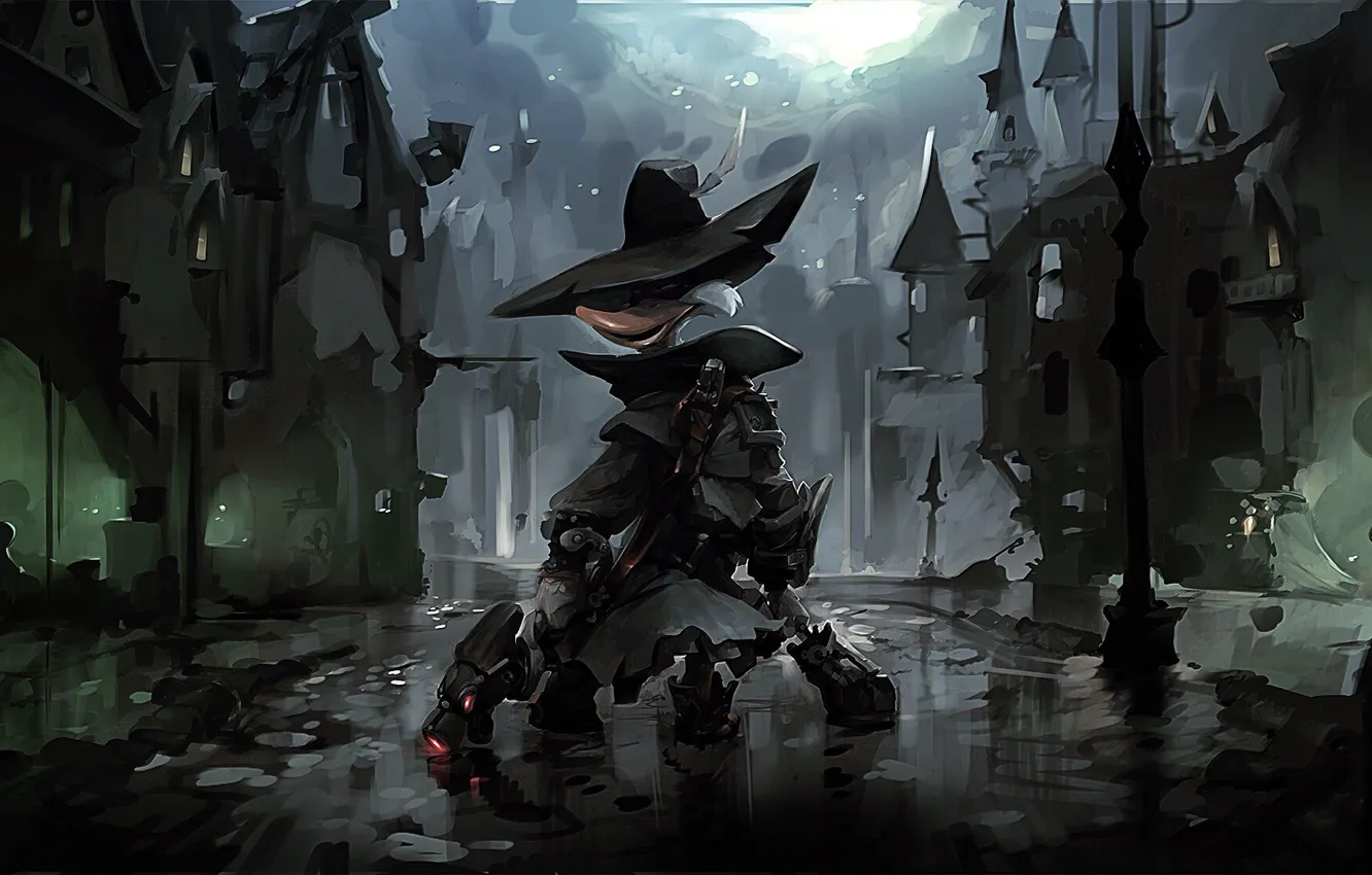 Photo wallpaper night, art, Ivan Smirnov, Duckborne, Duck