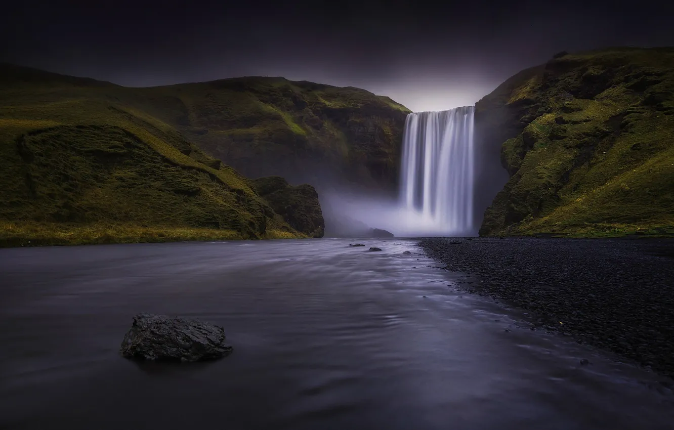Photo wallpaper river, rocks, waterfall, Iceland