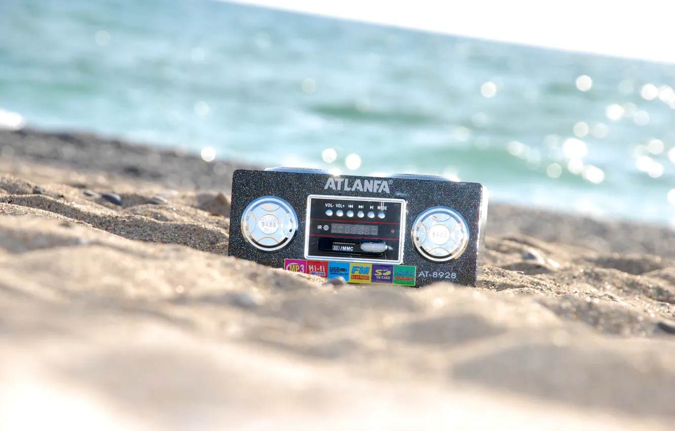 Photo wallpaper sand, sea, music, radio, radio