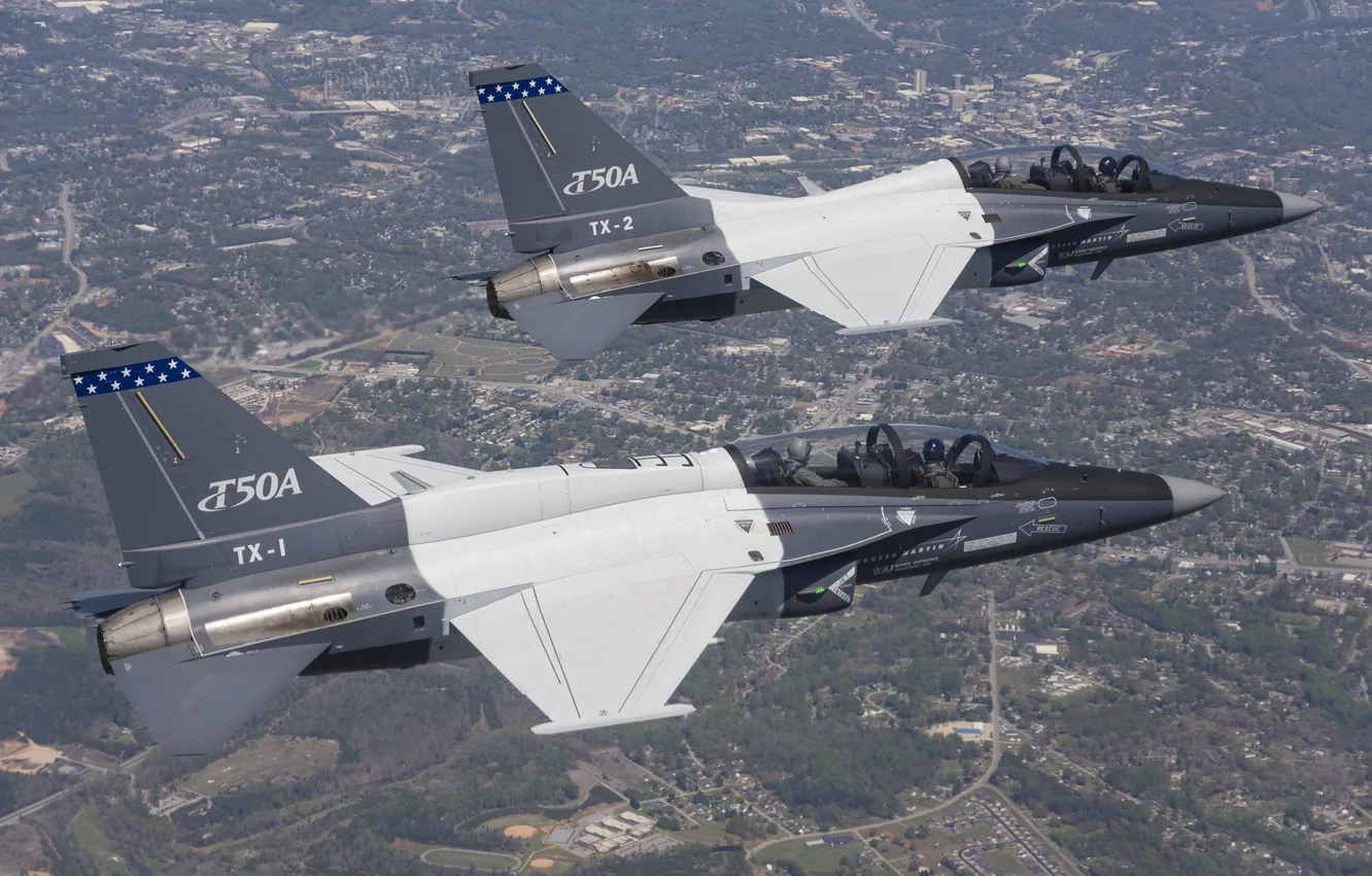 Photo wallpaper flight, the plane, pilots, Lockheed Martin, combat training, T-50A