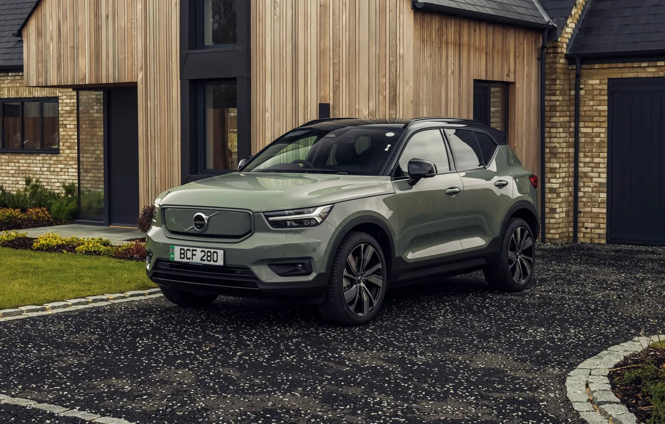 Photo wallpaper khaki, house, volvo, wood, crossover, awd, 2021, recharge