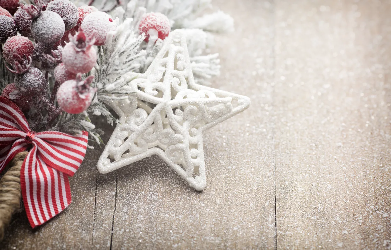 Photo wallpaper winter, stars, snow, decoration, new year, Christmas, golden, star