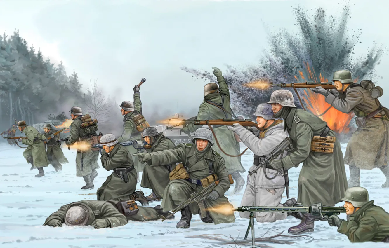 Photo wallpaper art, soldiers, Belgium, the battle, game, the, the Germans, Flames of War
