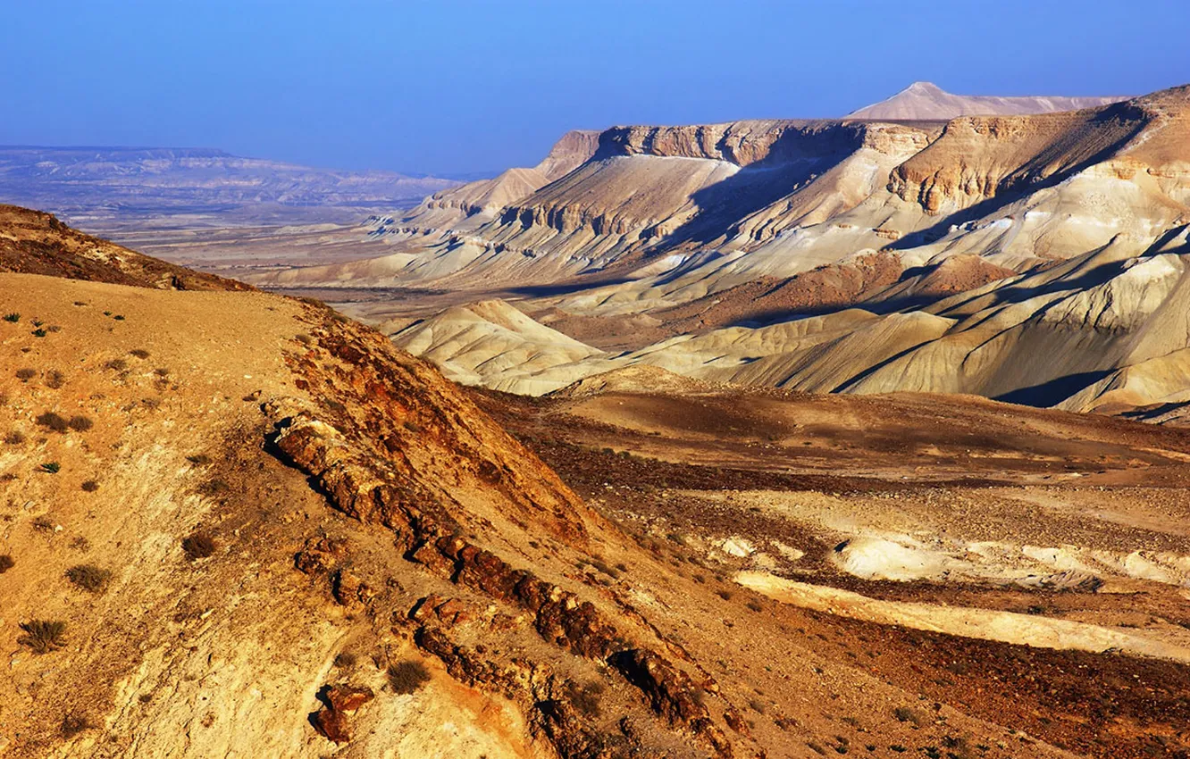 Photo wallpaper sand, the sky, landscape, mountains, desert, Israel