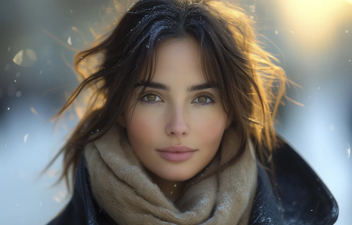 Photo wallpaper portrait, look, girl, AI art, face, neural network
