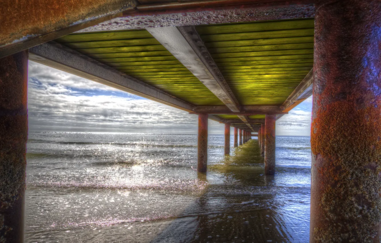 Photo wallpaper sea, bridge, shore
