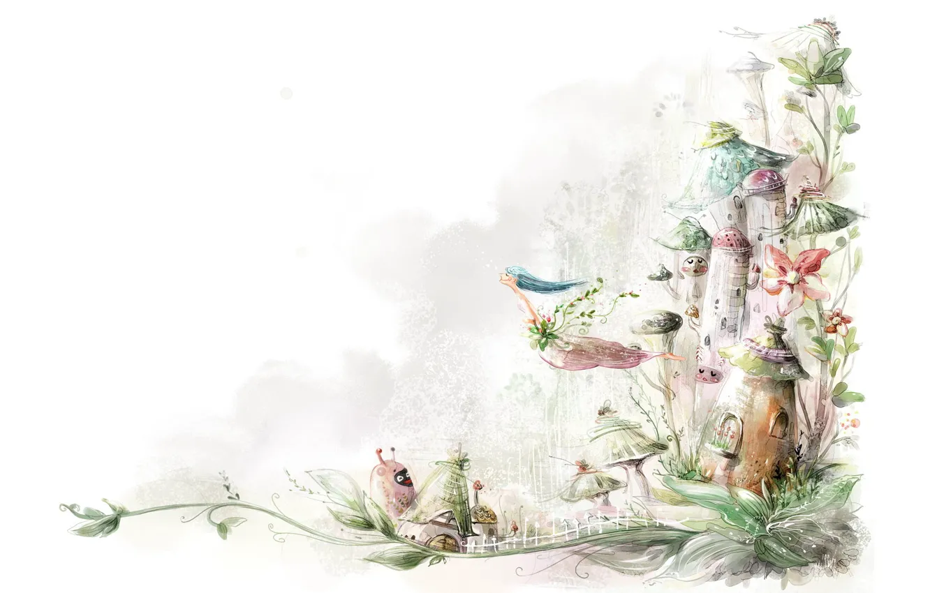 Photo wallpaper white, figure, plant