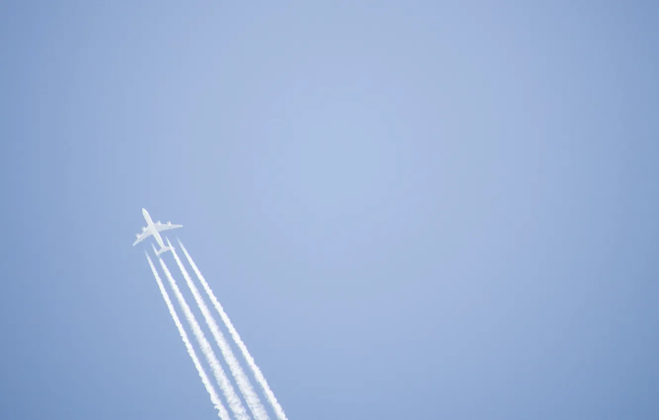 Photo wallpaper the sky, traces, the plane