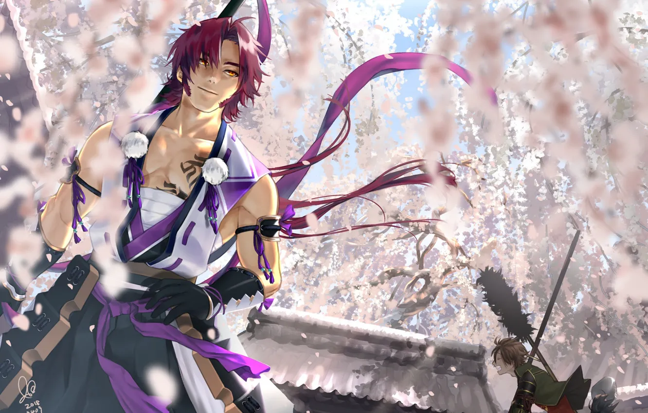 Photo wallpaper spring, anime, guy, Touken Ranbu